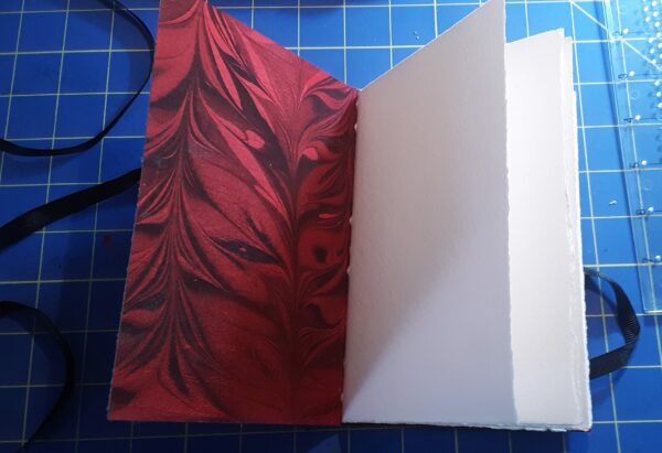 Marbled Blue Booklet inside cover red