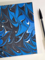 Blue Marbled Hardcover Coptic Style Journal-Back Cover, Blank pages