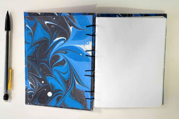 Blue Marbled Hardcover Coptic Style Journal - Inside front cover