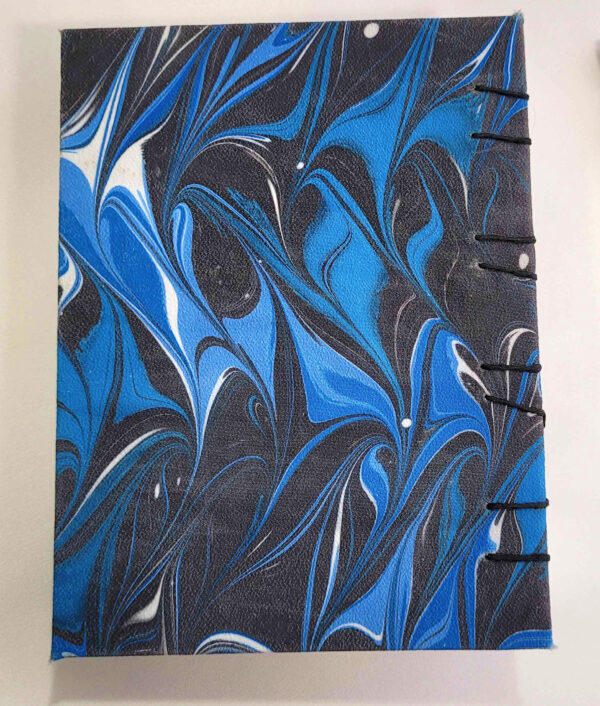 Blue Marbled Hardcover Coptic Style Journal - Back cover